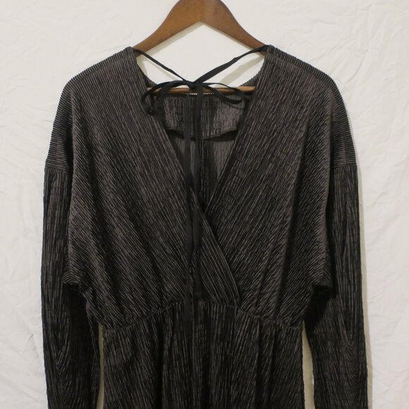 Tela Women's Dress Midi Grey Velvet Size 44/M Abito Notes - Picture 5 of 7